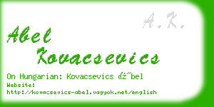 abel kovacsevics business card